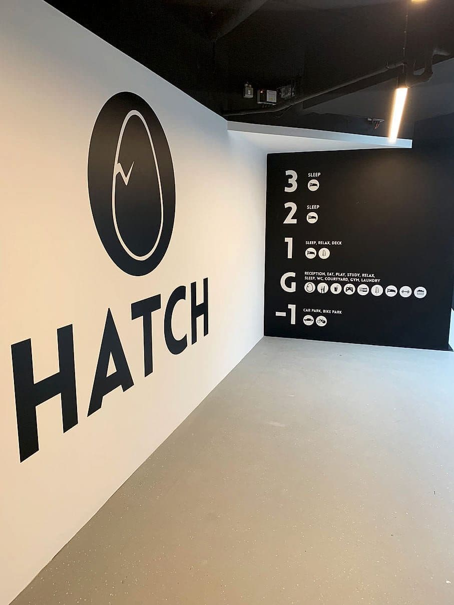 Hatch Student Living, Marsh's Yard: wayfinding by Wayfinders